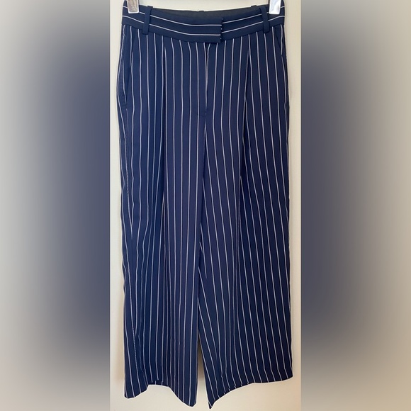 Aritzia BABATON Modesto Navy Stripe Trouser Cropped Dress Pants Ladies 00 Office - Picture 2 of 11